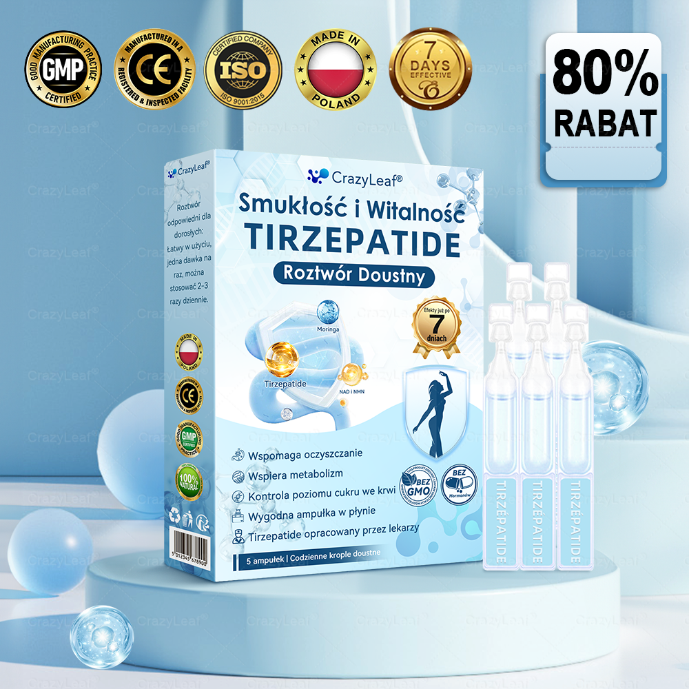 🔥 Polska – Klinicznie potwierdzone | Oficjalny sklep | CrazyLeaf® Slim & Vitality Tirzepatide – doustny roztwór wspierający odchudzanie, ciśnienie i poziom cukru