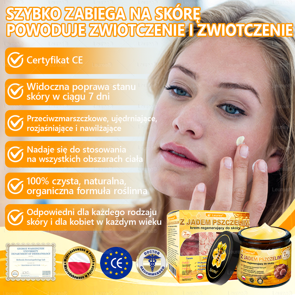 ✨✨✨Leurea® Krem Regenerujący z Jadem Pszczelim🔥 Naturalna regeneracja skóry, wygładzenie zmarszczek i promienna cera-50 ml