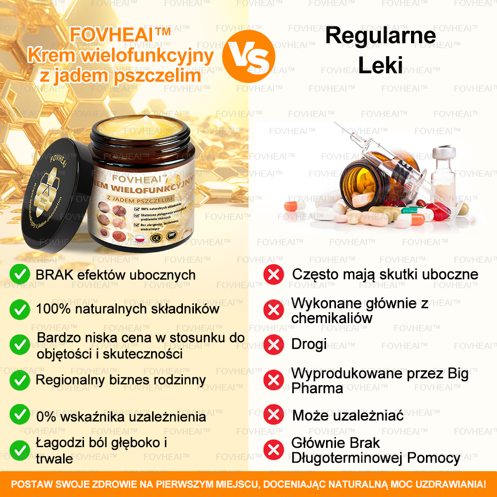🐝FOVHEAl™ Krem wielofunkcyjny z jadem pszczelim - Polecane przez dermatologów – Odpowiednie dla każdego wieku