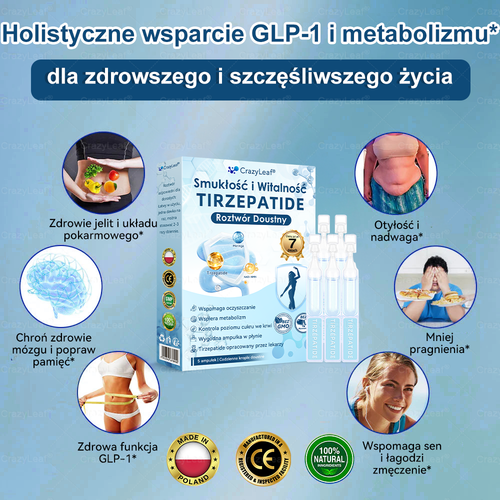 🔥 Polska – Klinicznie potwierdzone | Oficjalny sklep | CrazyLeaf® Slim & Vitality Tirzepatide – doustny roztwór wspierający odchudzanie, ciśnienie i poziom cukru