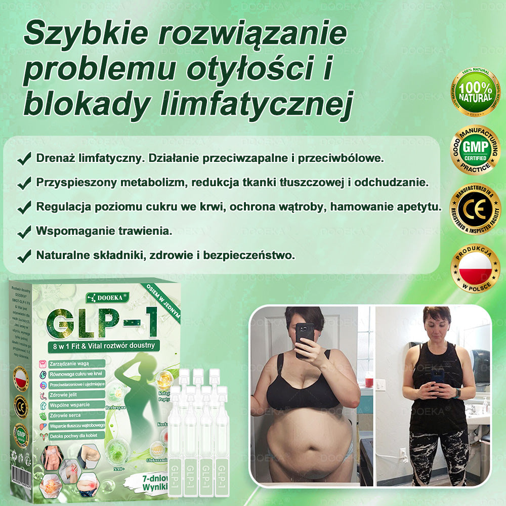 🌿🌿🌿🌿DOOEKA® GLP-1 8 w 1 Fit & Vital roztwór doustny – Raz dziennie, widoczne zmiany w ciągu 7 dni / W przypadku otyłości, zdrowia serca i układu krążenia, cukrzycy, bezdechu sennego, zdrowia jelit, problemów ze stawami i wielu innych