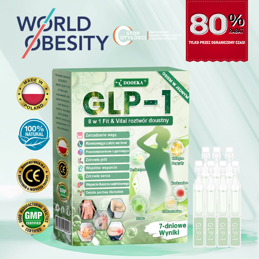 🌿🌿🌿DOOEKA® GLP-1 8 w 1 Fit & Vital roztwór doustny – Raz dziennie, widoczne zmiany w ciągu 7 dni / W przypadku otyłości, zdrowia serca i układu krążenia, cukrzycy, bezdechu sennego, zdrowia jelit, problemów ze stawami i wielu innych